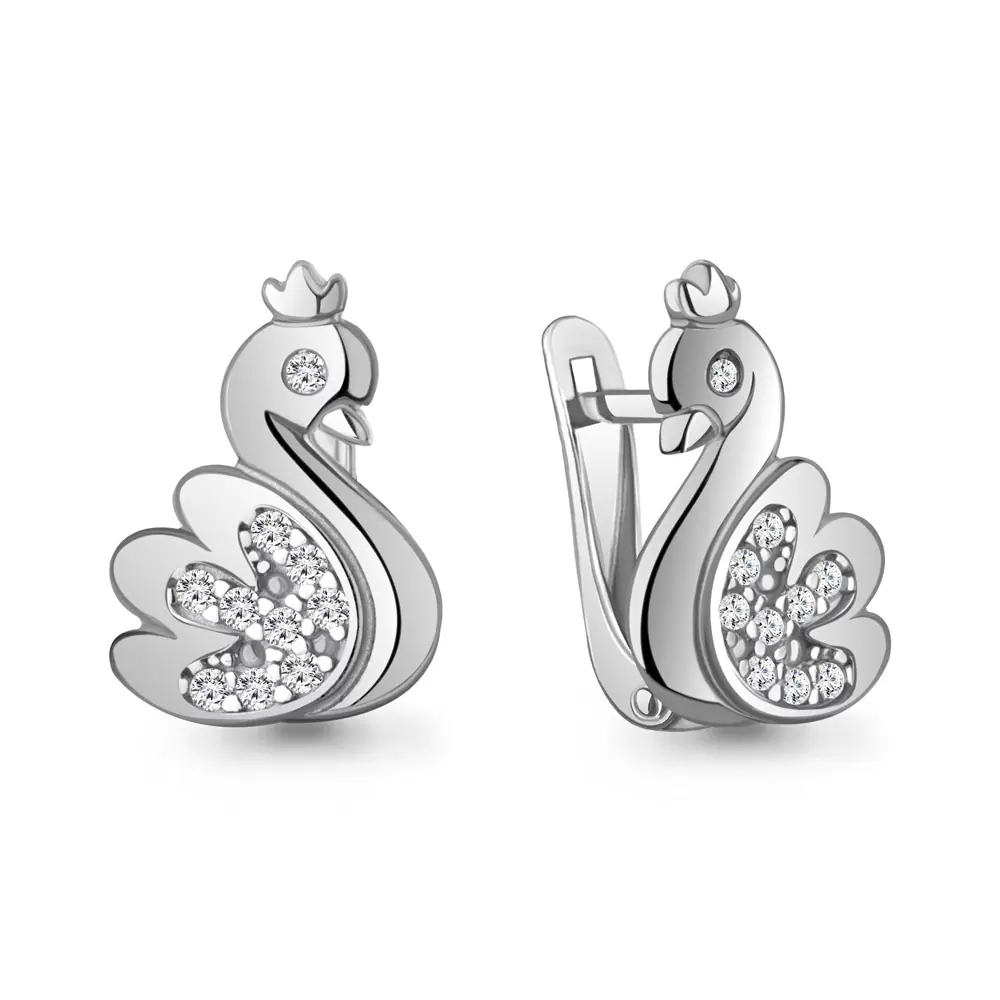 Серьги 400508А.5 серебро Царевна Лебедь