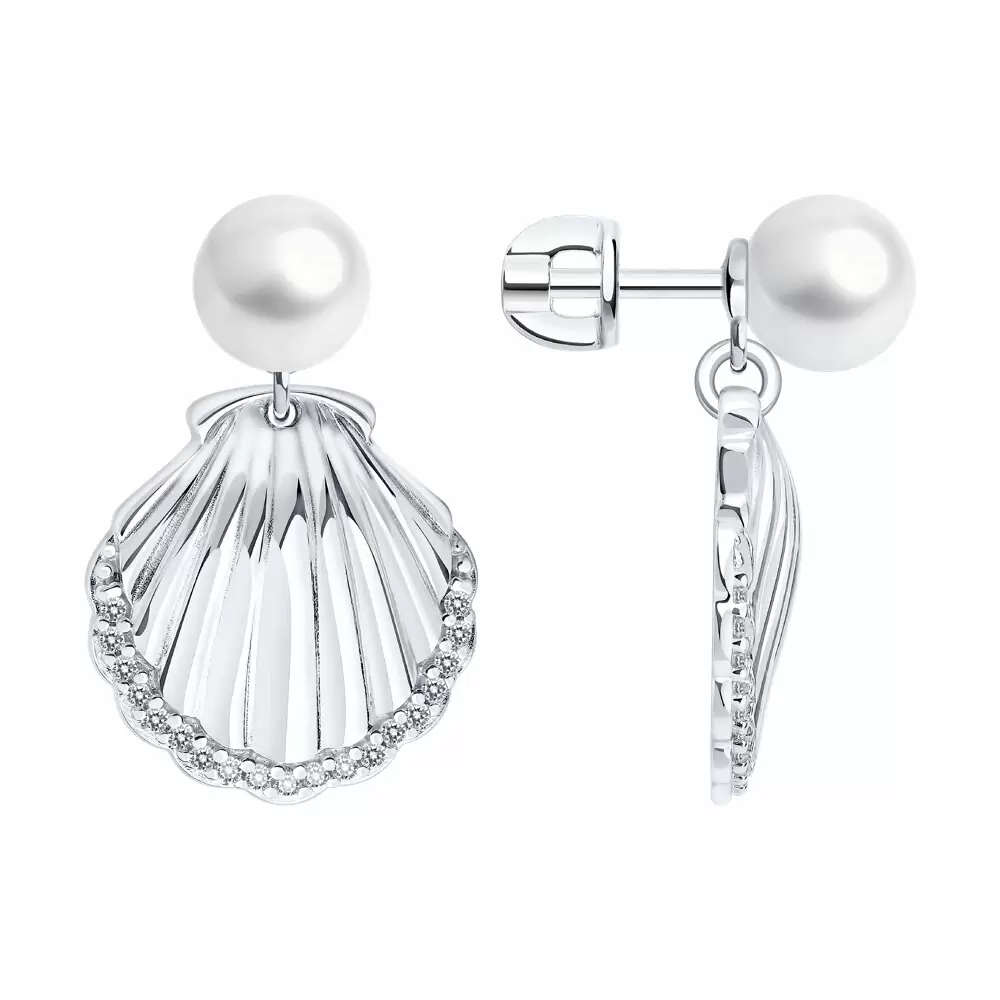 Серьги подвесные 94027226 серебро Ракушка_0