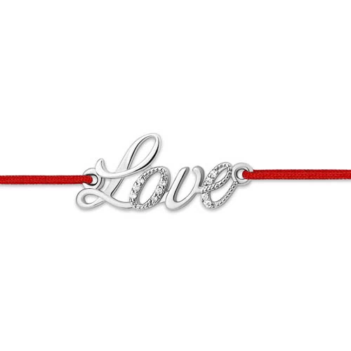 Браслет красная нить 1410011314-14 серебро LOVE