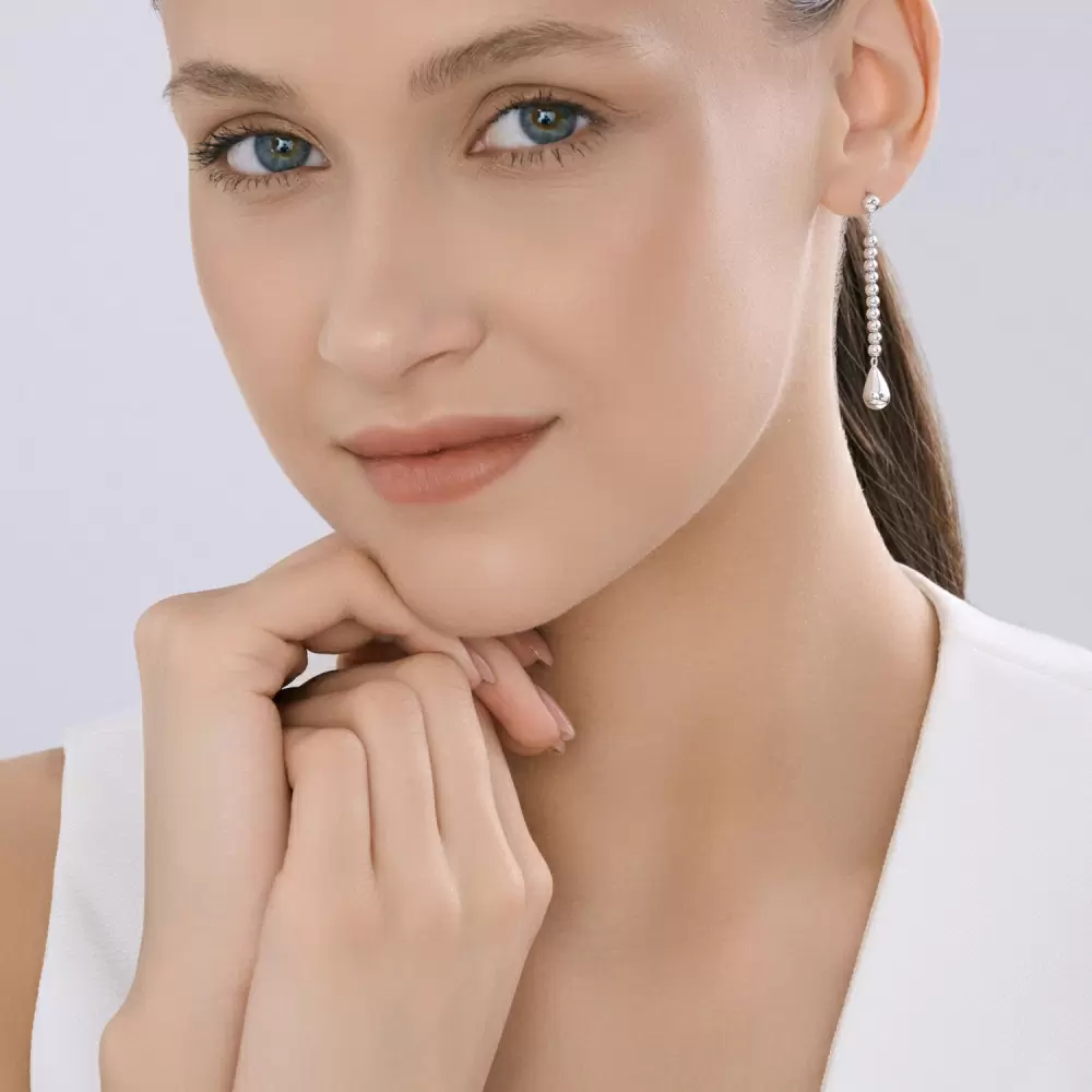 Серьги подвесные 94027315 серебро