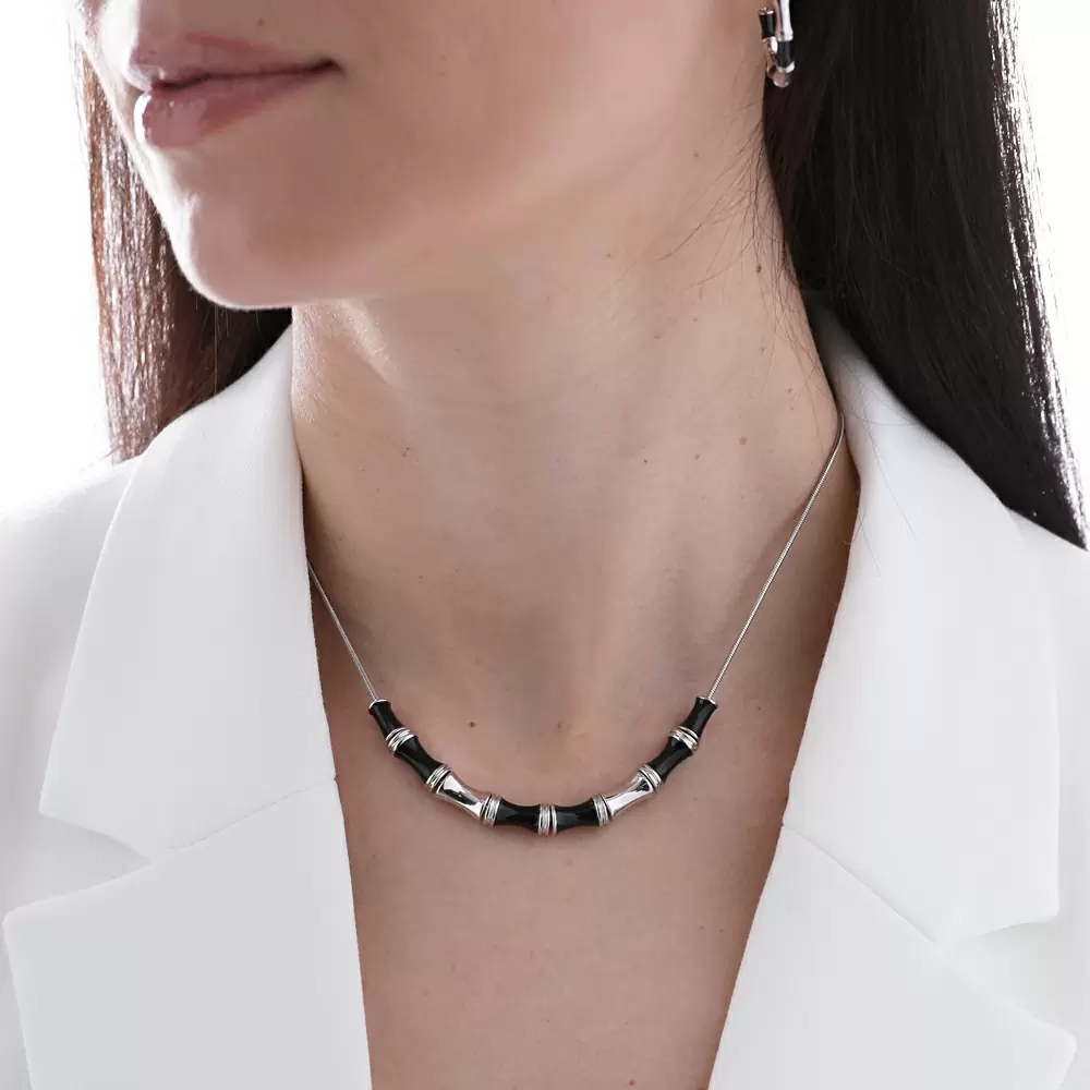 Колье галстук BS050400RB-00N ювелирный сплав бамбук_3