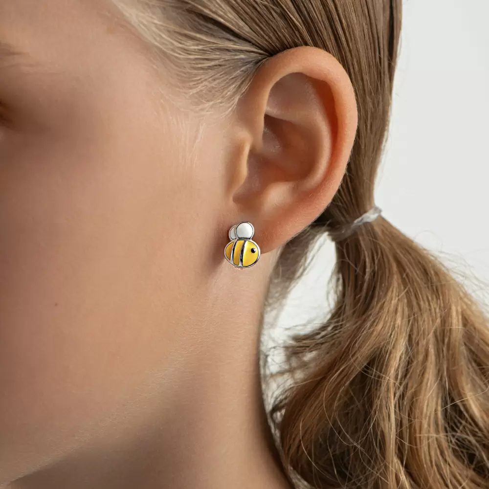 Серьги 94025649 серебро Пчела