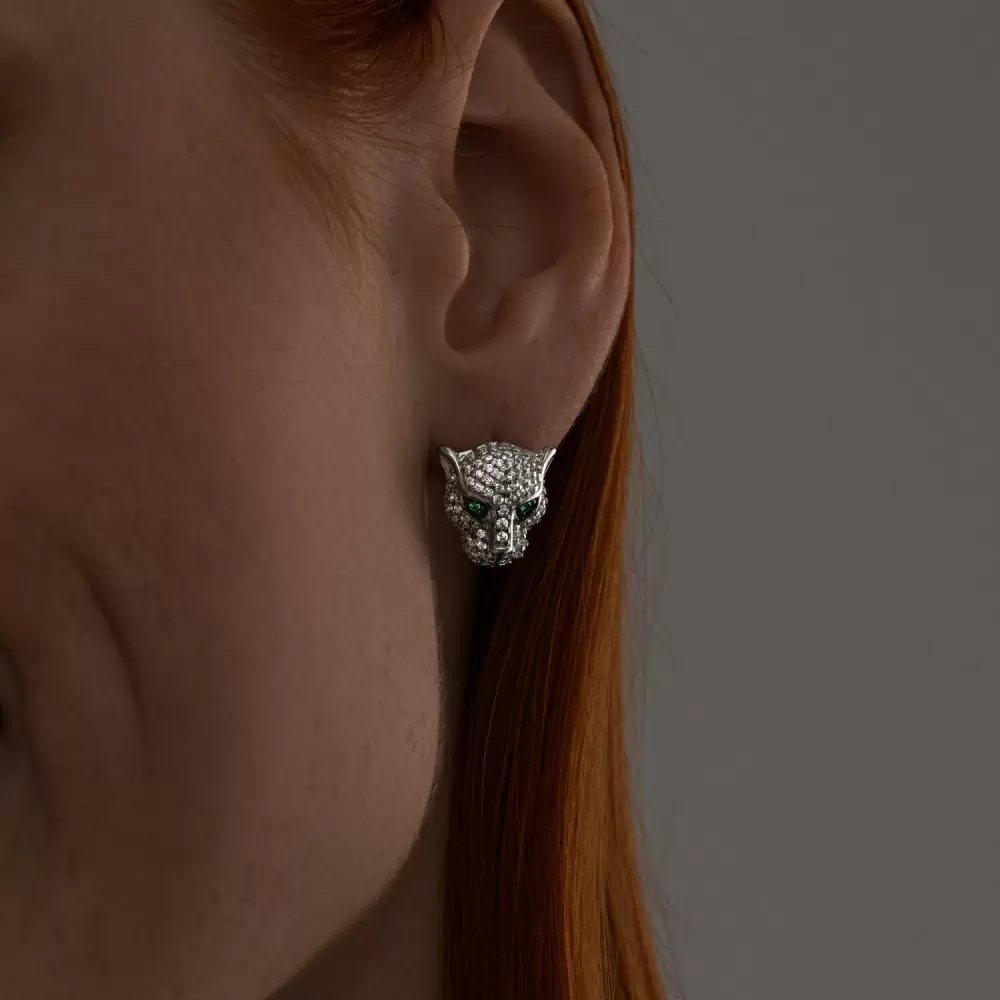 Серьги 94025897 серебро Картье пантера_1