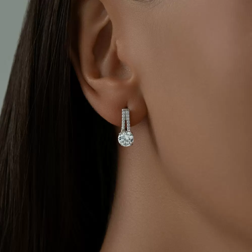 Серьги один камень 94023670 серебро_1