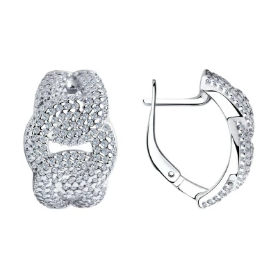 Серьги 94025298 серебро Звенья
