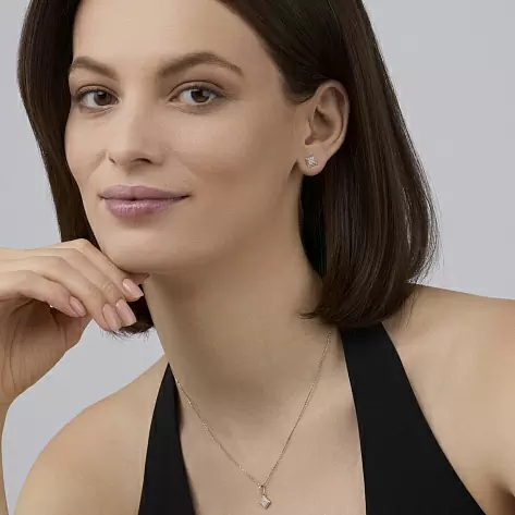 Серьги пусеты 26354-100 золото Квадрат_1