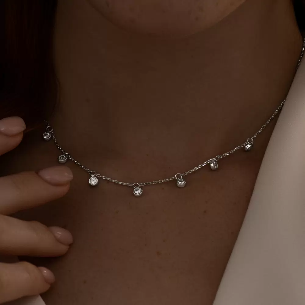 Колье 94070351 серебро с подвесками_1
