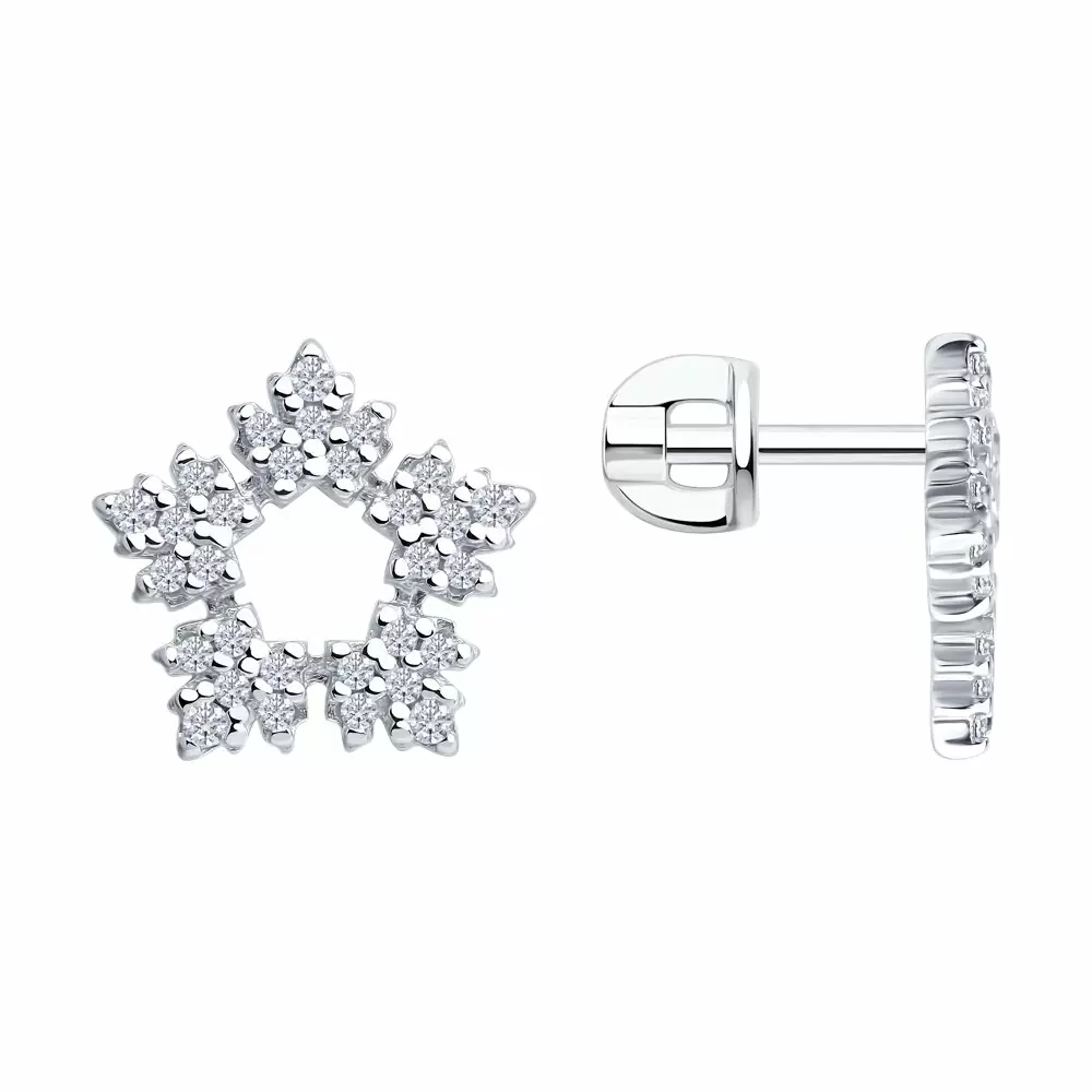 Серьги пусеты 94027077 серебро Снежинка_0