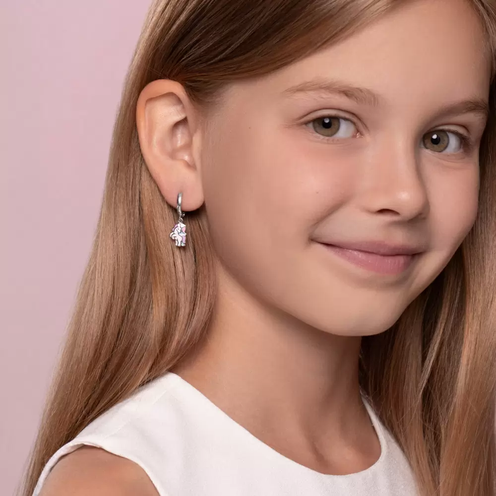 Серьги подвесные 94024317 серебро Единорог_1