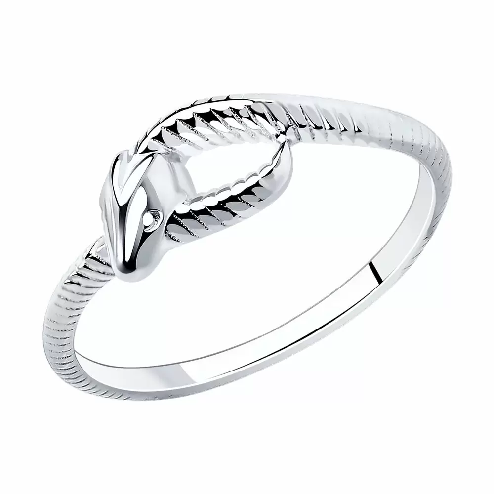 Кольцо 94013588 серебро змея