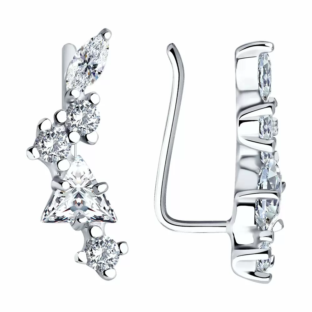 Серьги каффы 94026084 серебро