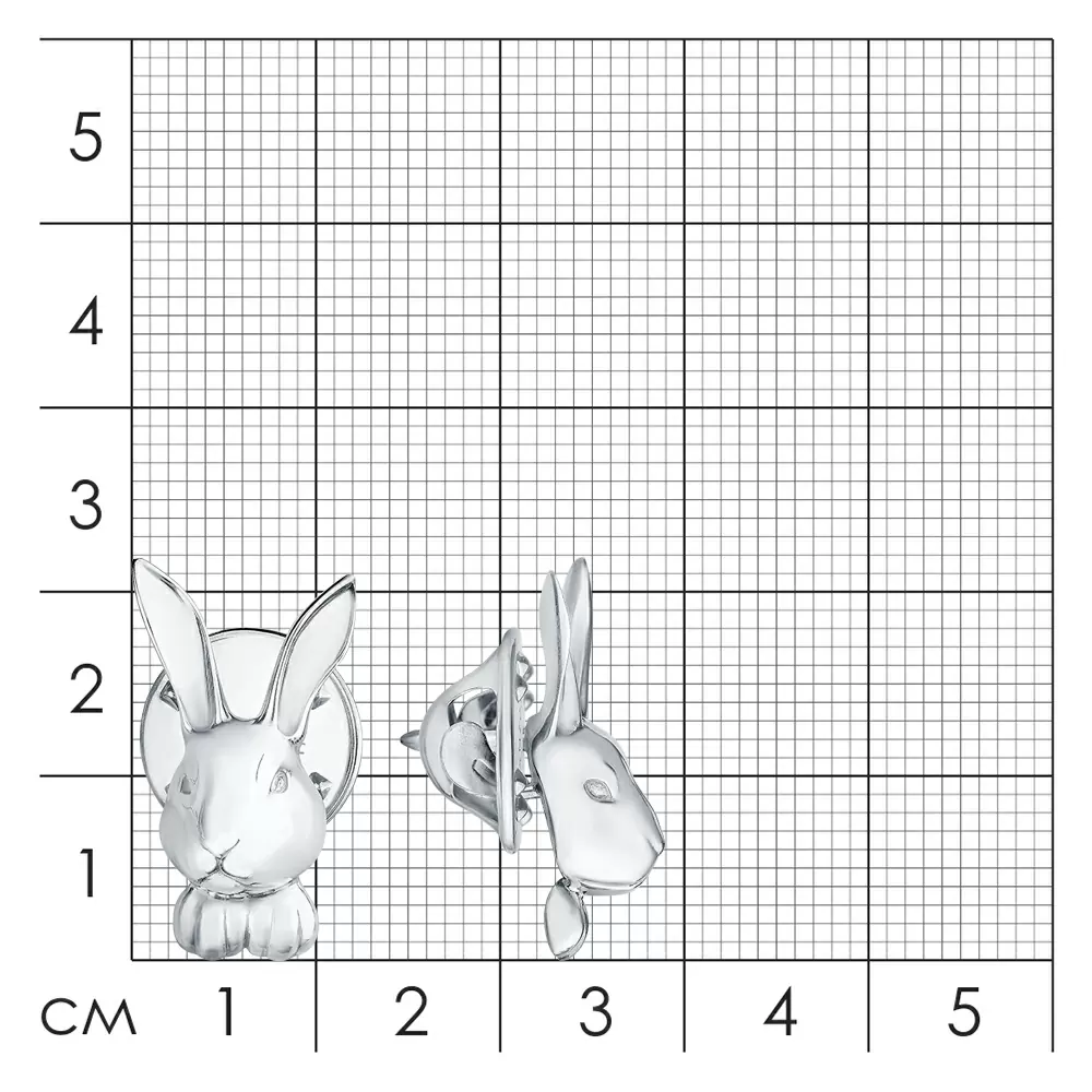 Значок 44020217 серебро Заяц_2
