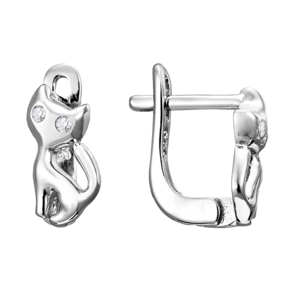 Серьги LLE510B серебро Кот