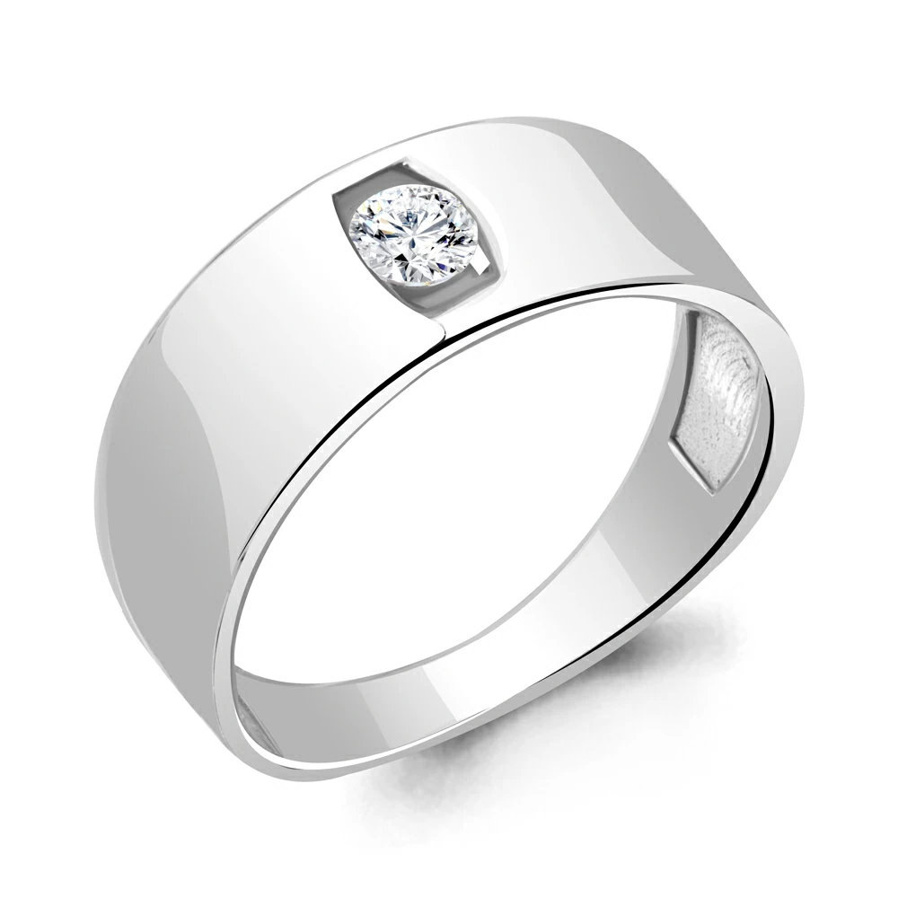Кольцо один камень 67401А.5 серебро