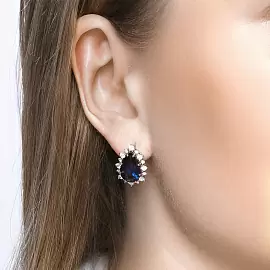 Серьги один камень 88020018 серебро_1