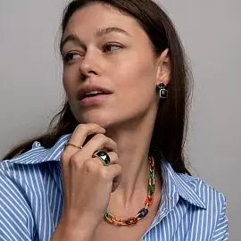 Серьги подвесные 7908DB серебро_1
