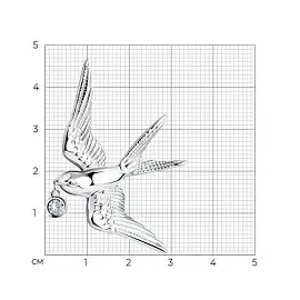 Брошь 94040267 серебро Ласточка_3