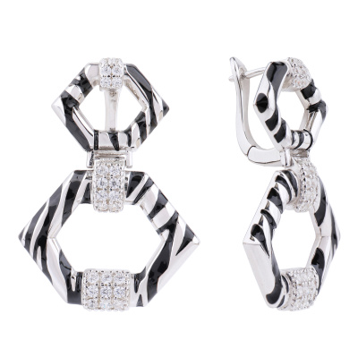 Серьги подвесные SE40144-E серебро