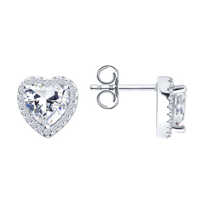 Серьги пусеты 94027161-91 серебро Сердце