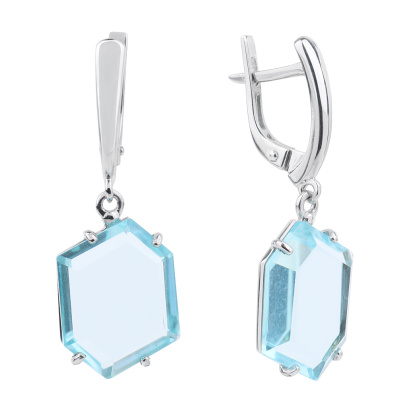 Серьги подвесные С-0145 акв серебро