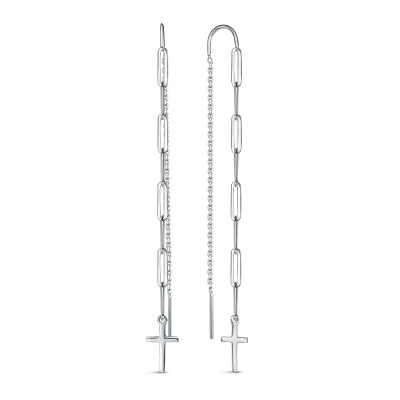 Серьги продевки б1414326 золото Крест