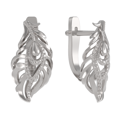 Серьги 1038042-00000 серебро перо