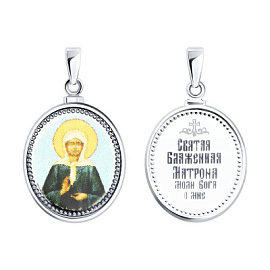 Подвеска религиозная христианская ладанка 94-130-02018-1 серебро Святая Матрона Московская
