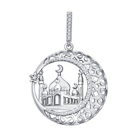 Подвеска религиозная мусульманская 94031221 серебро Мечеть